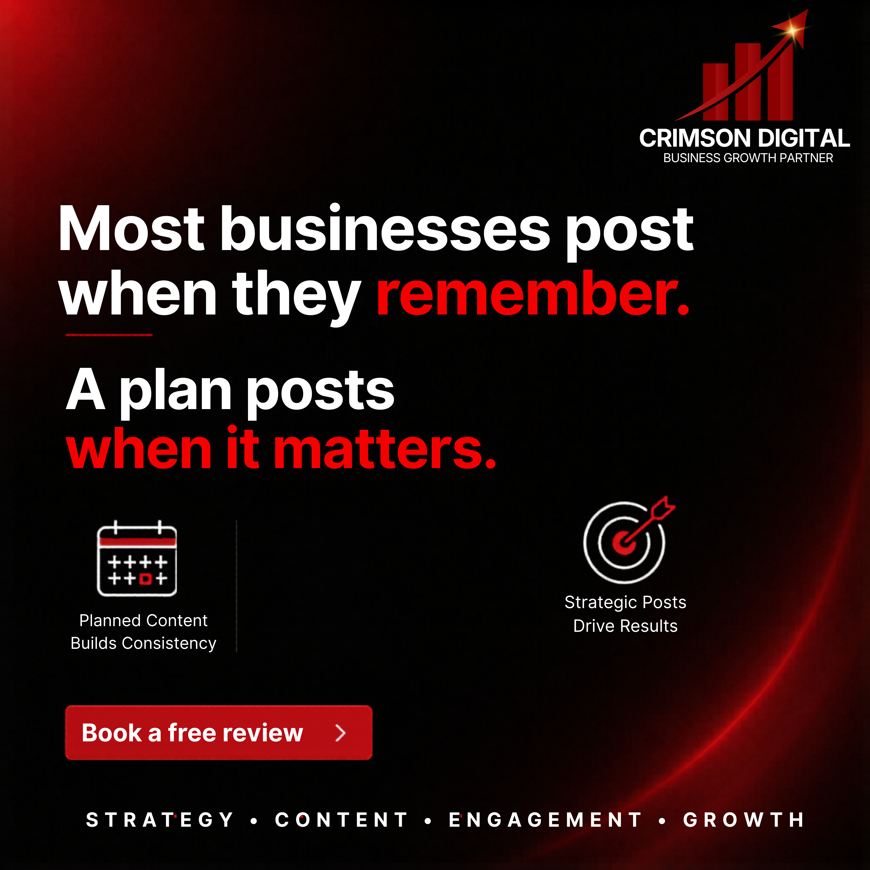 Crimson Digital social media post - Strategic content planning