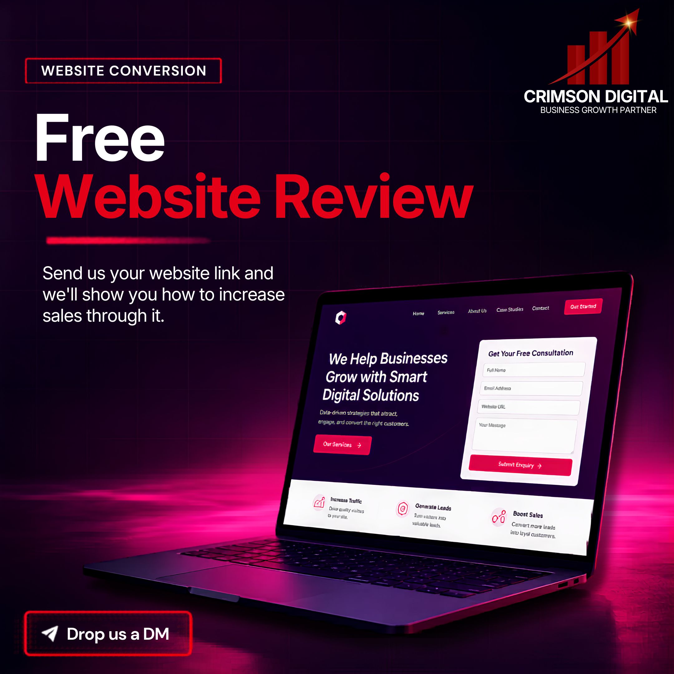 Crimson Digital social media post - Free website review