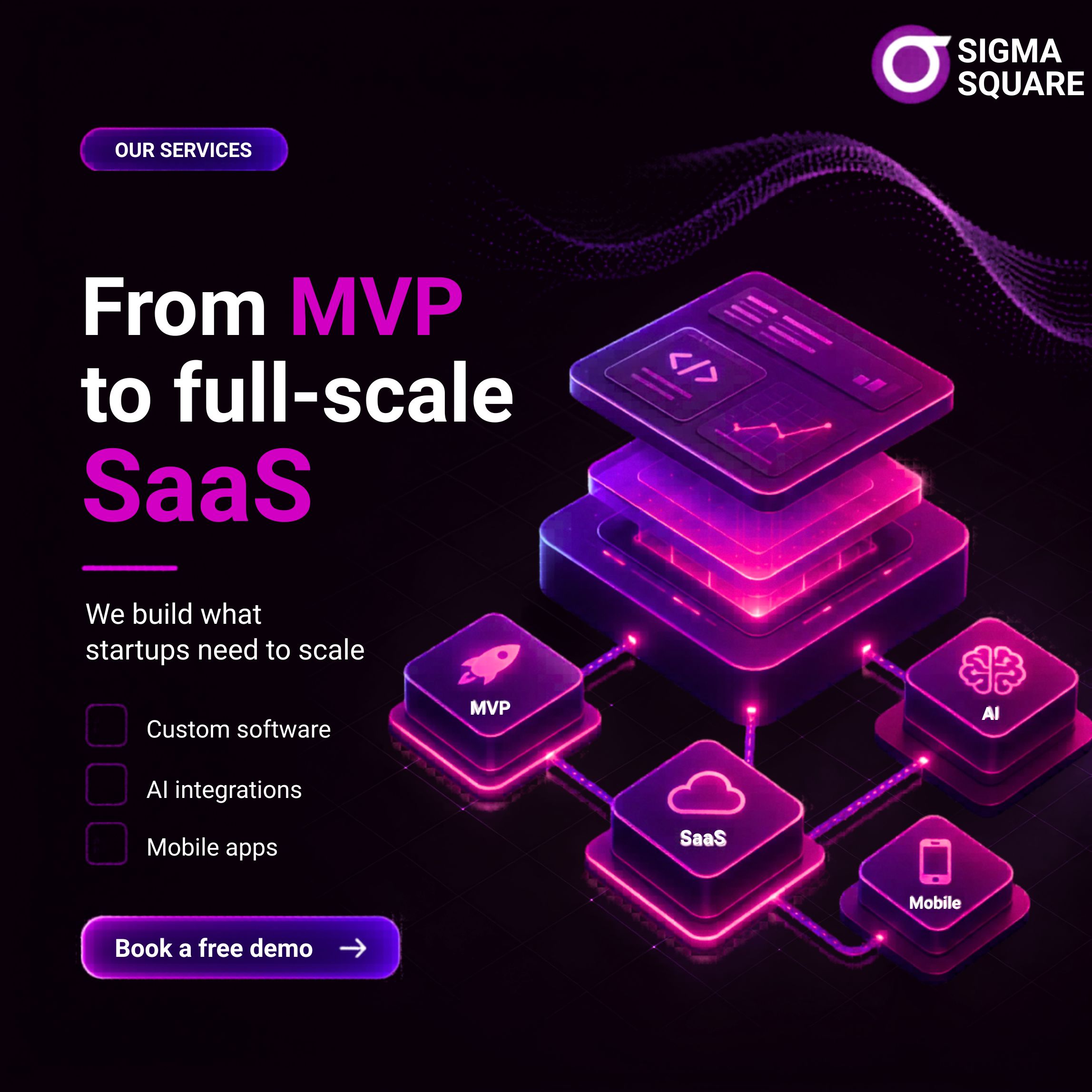 Sigma Square social media post - From MVP to full-scale SaaS
